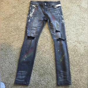 THRT Paint Spitted Preta Distressed Jeans